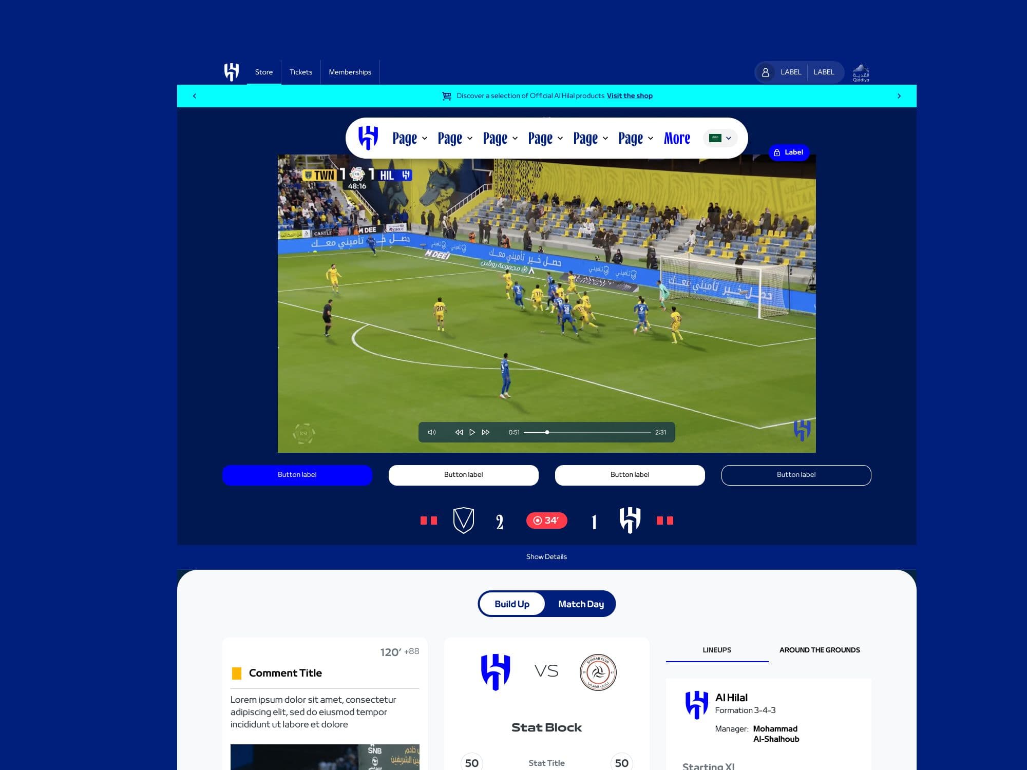 Live match centre with video