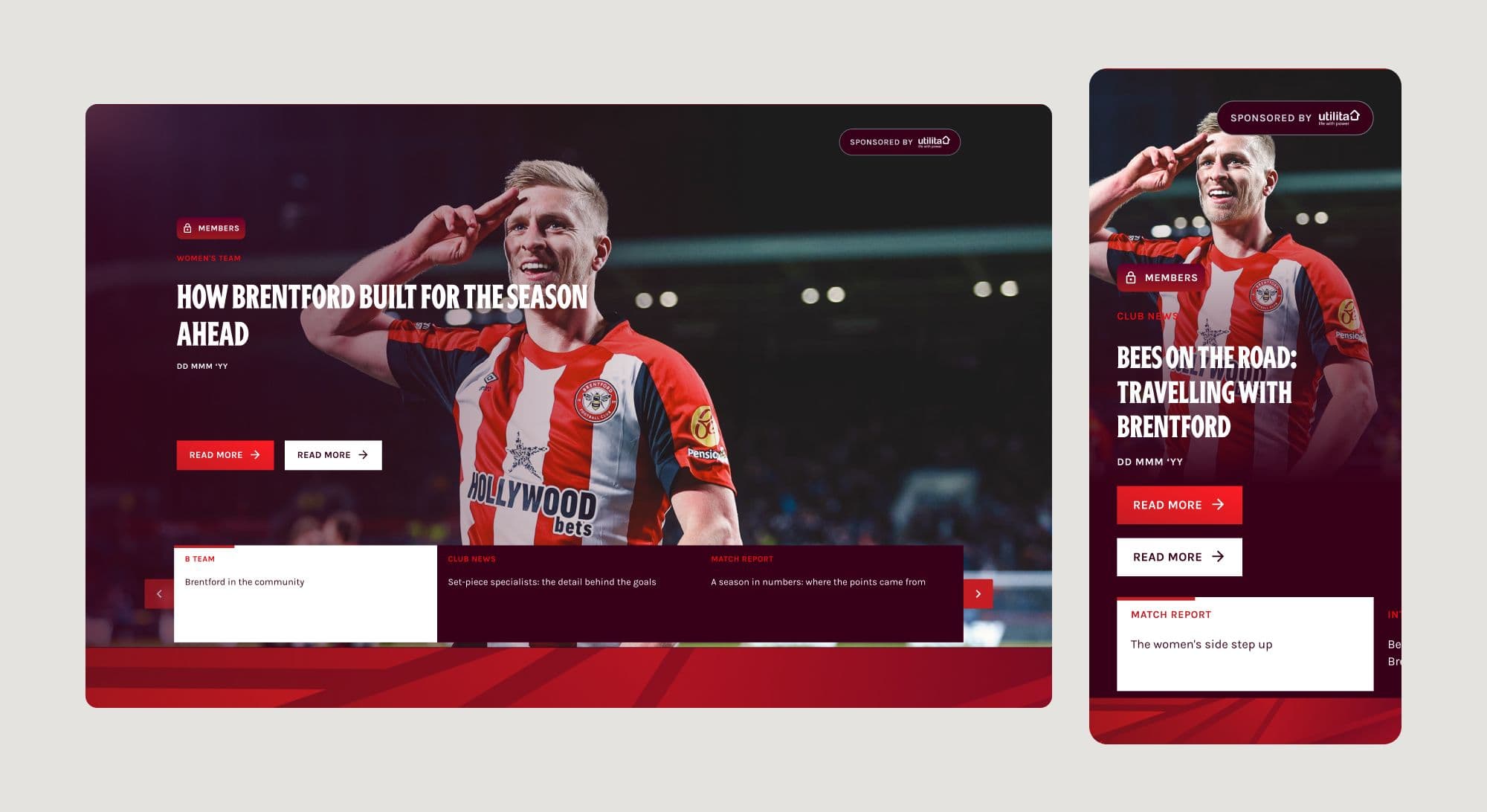 Homepage on desktop and mobile