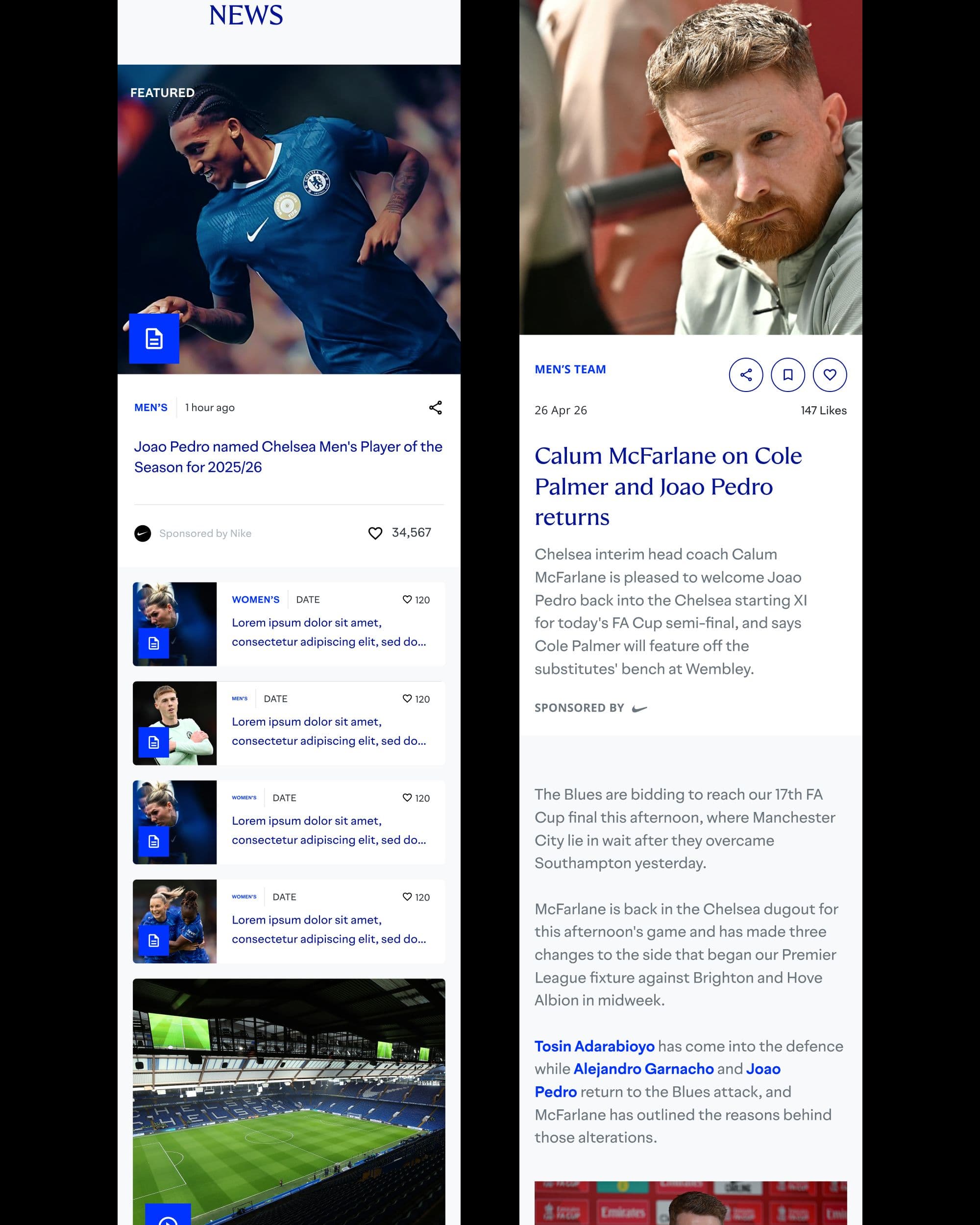 News feed and article