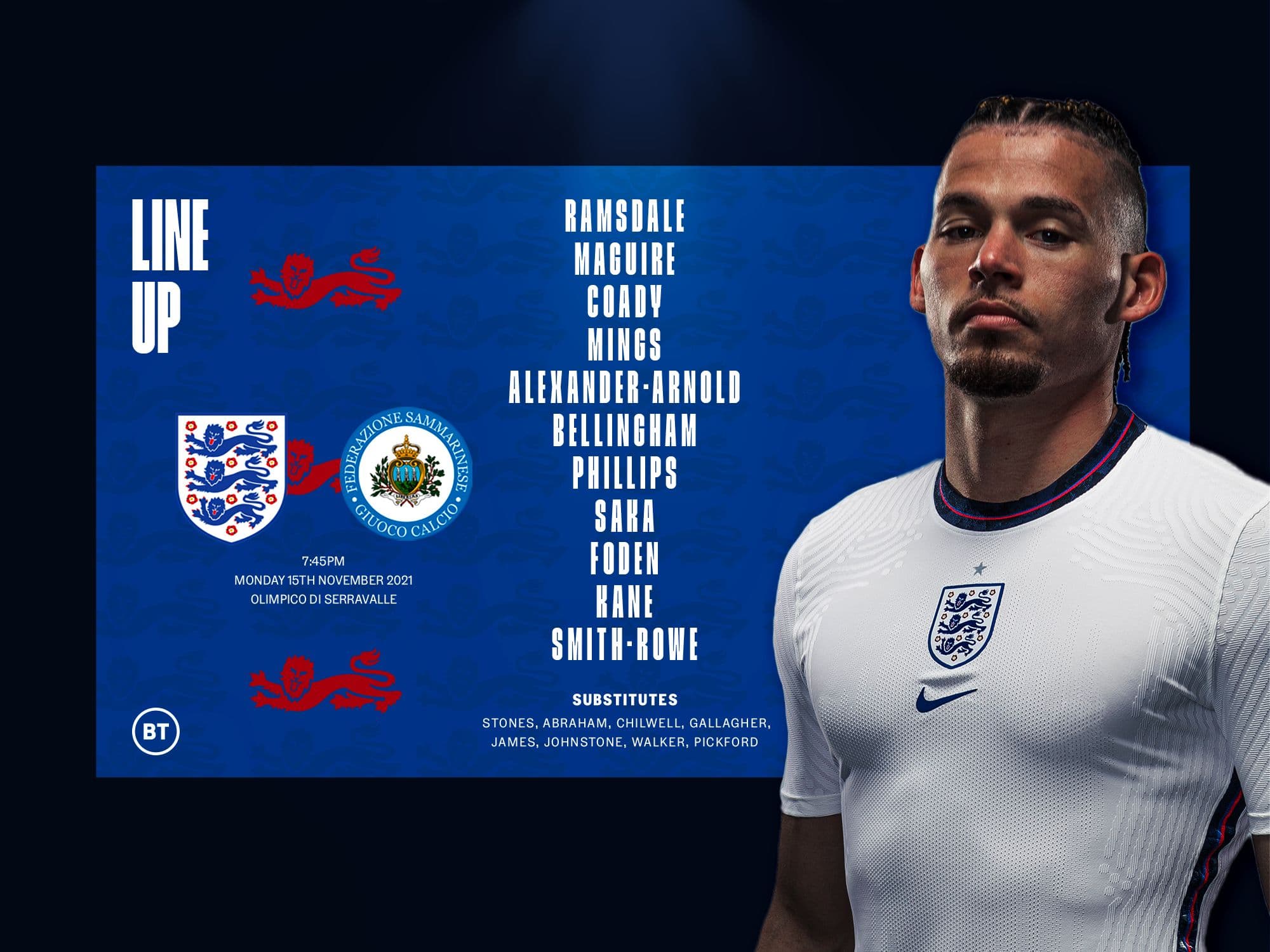 England vs san marino lineup