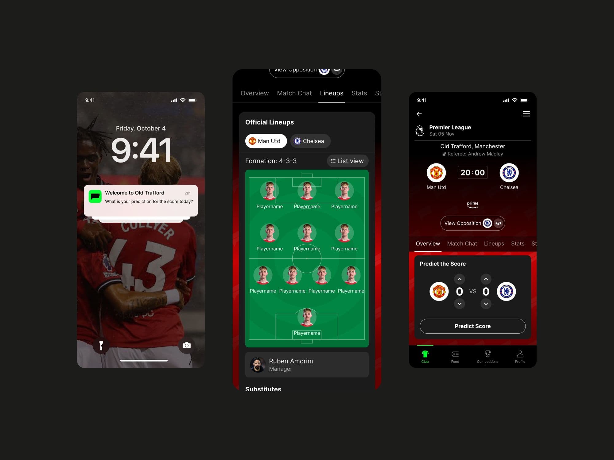 Matchday notifications, line-ups and score predictor