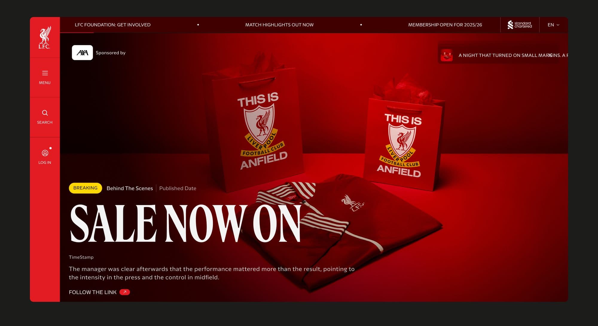 Homepage hero with sponsored campaign
