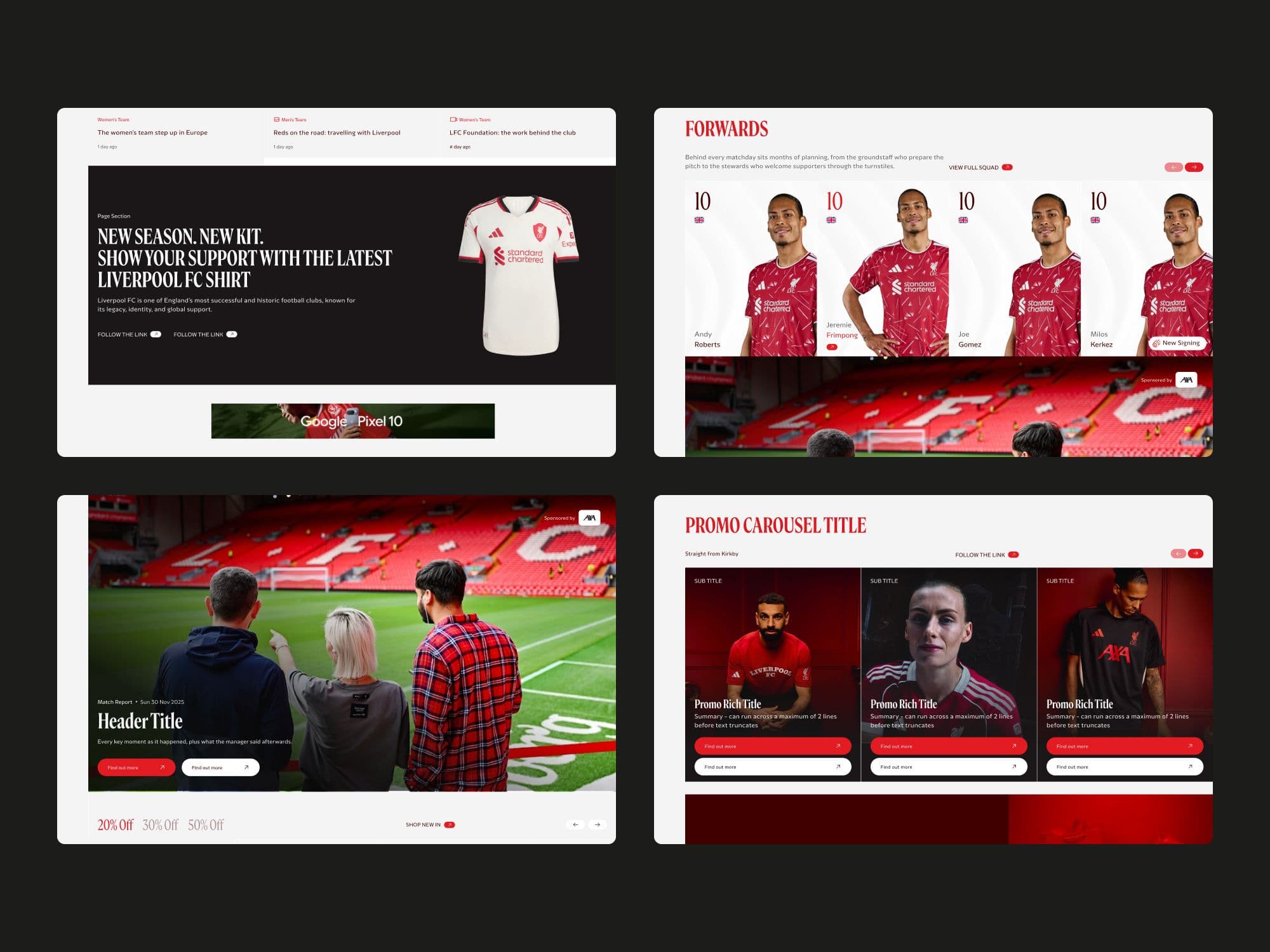 Homepage carousel and promo modules