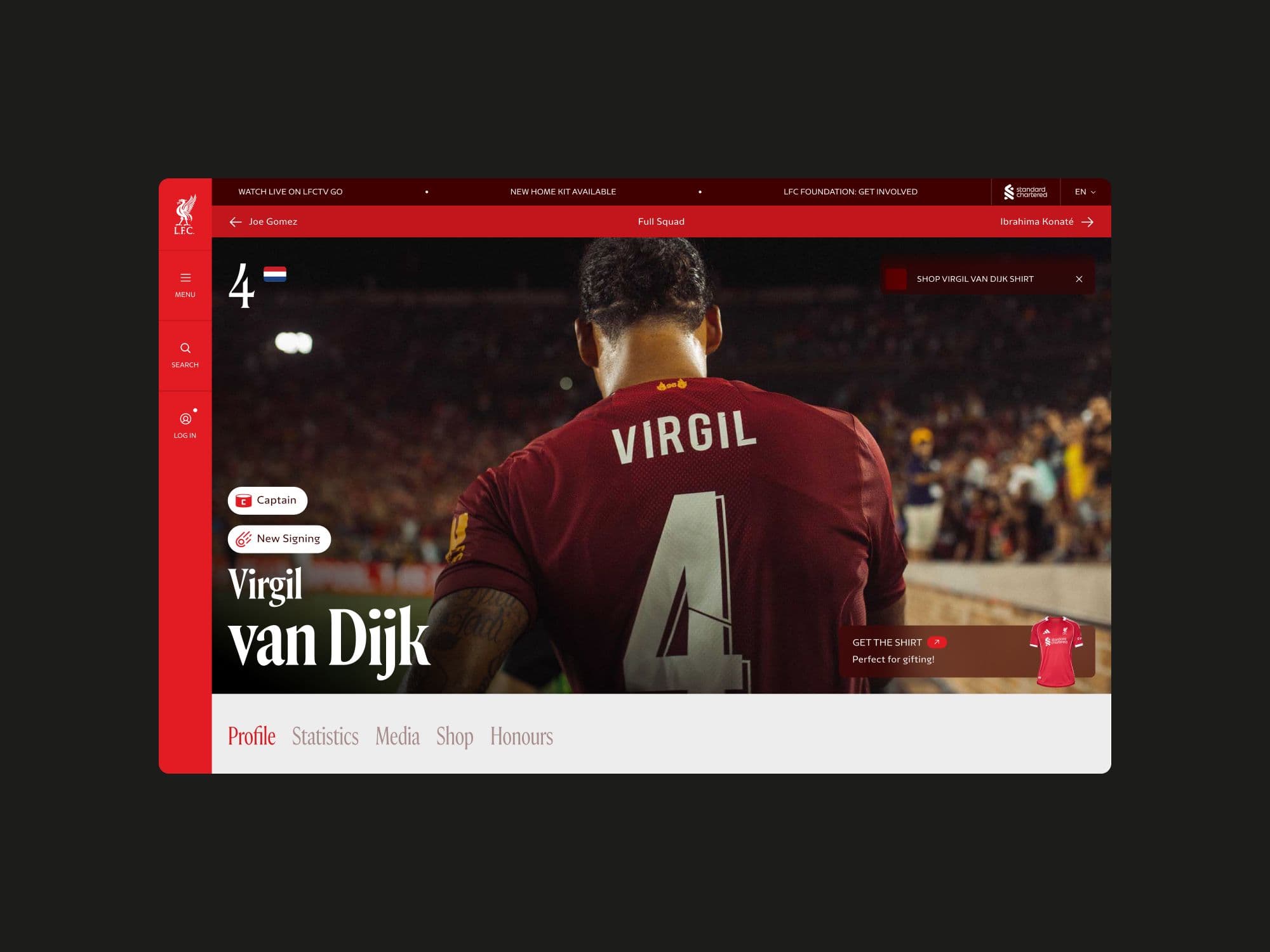 Player profile header