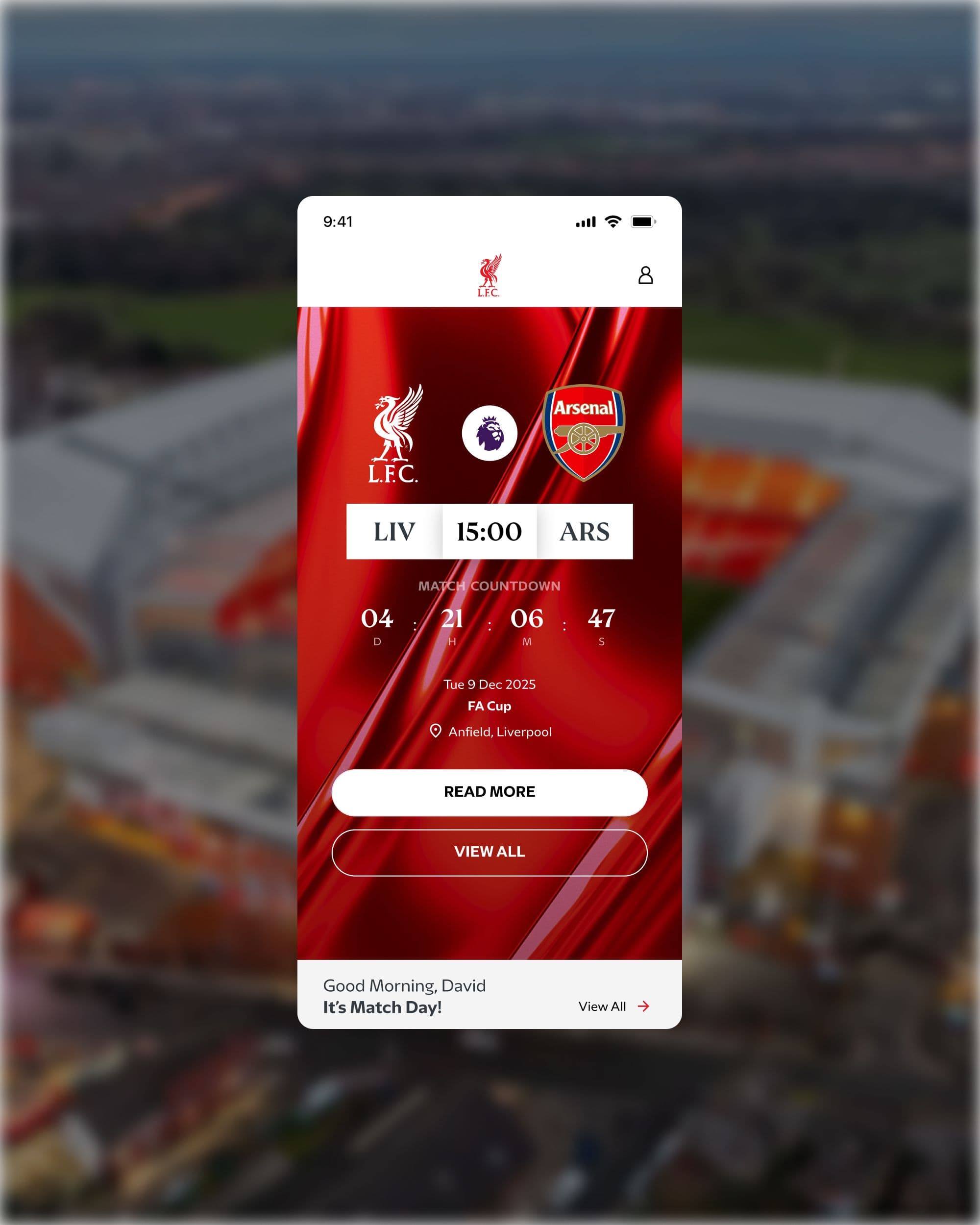 Matchday countdown