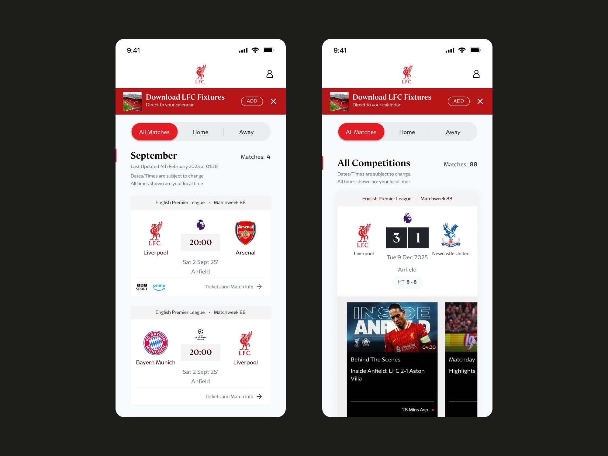 Fixtures and results