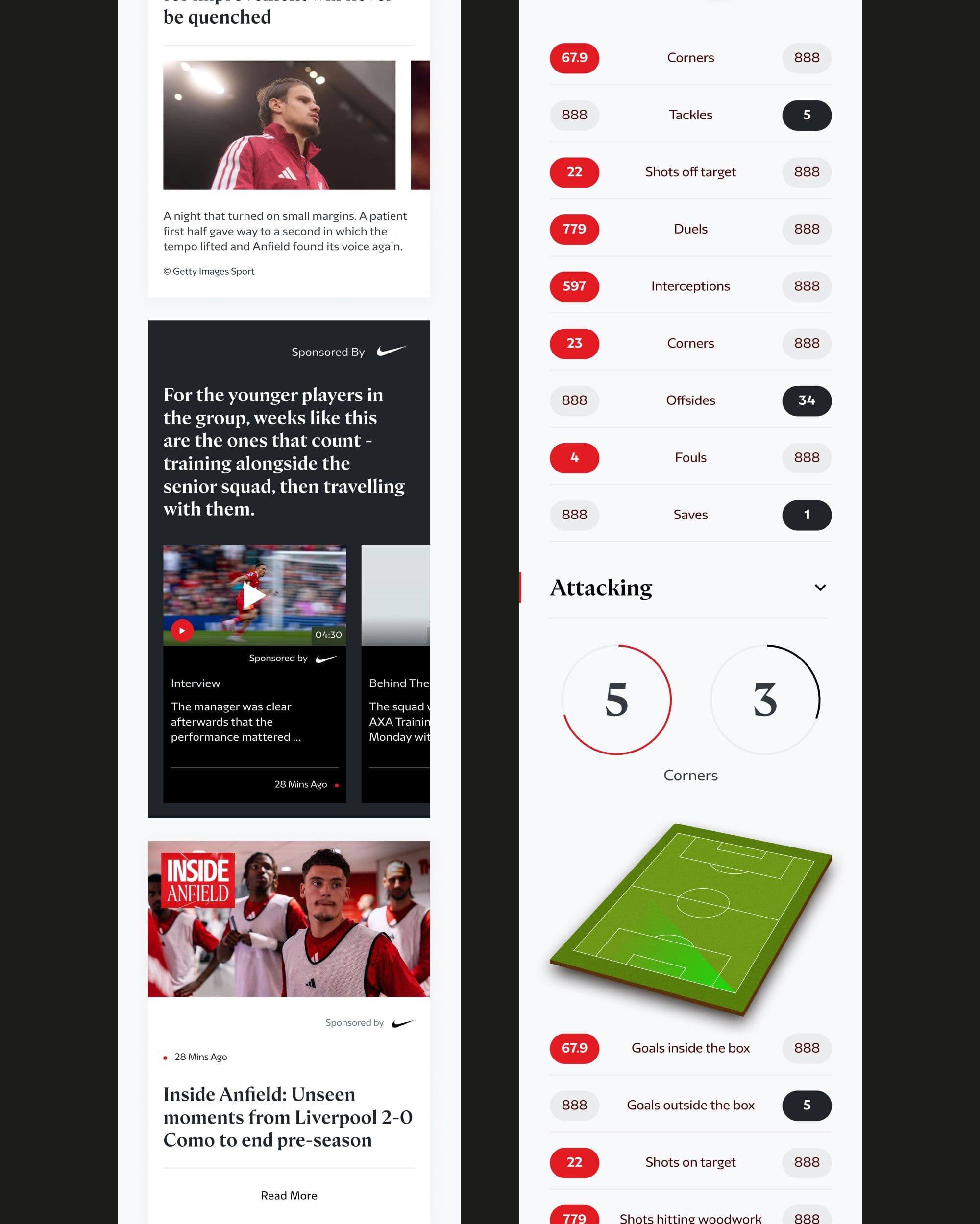 Live stats and commentary