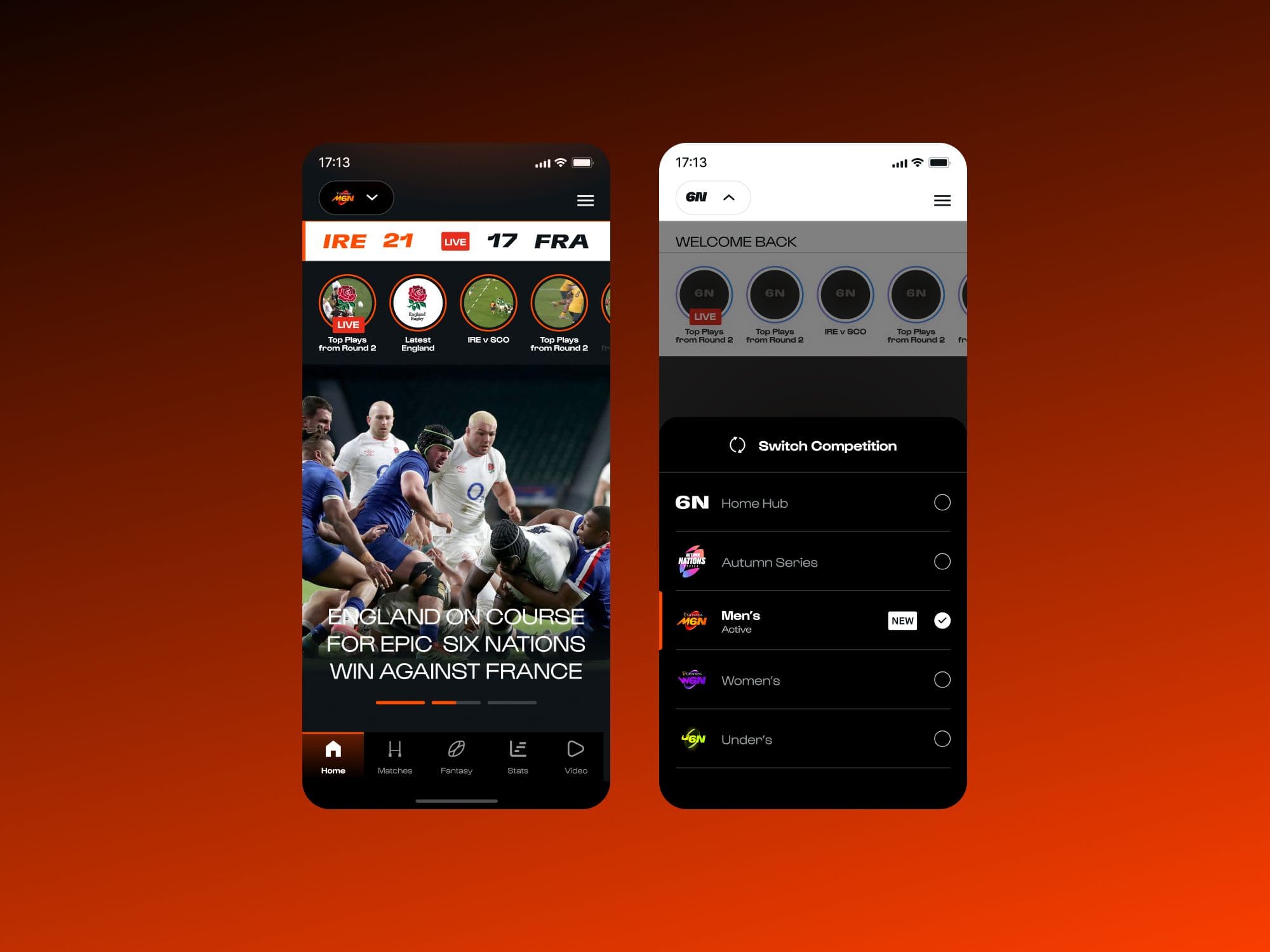 App match and competition switcher
