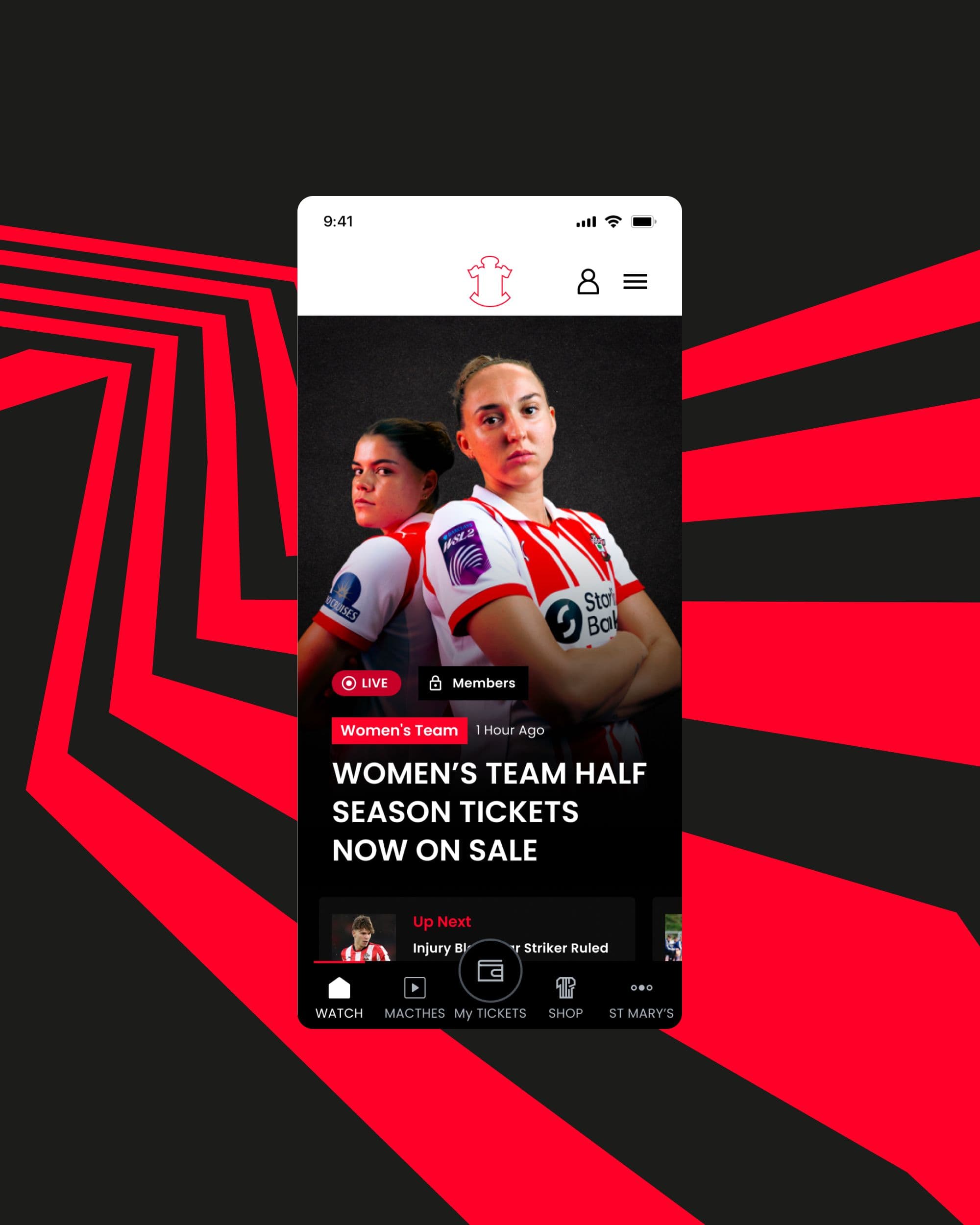 App home: women's team season tickets