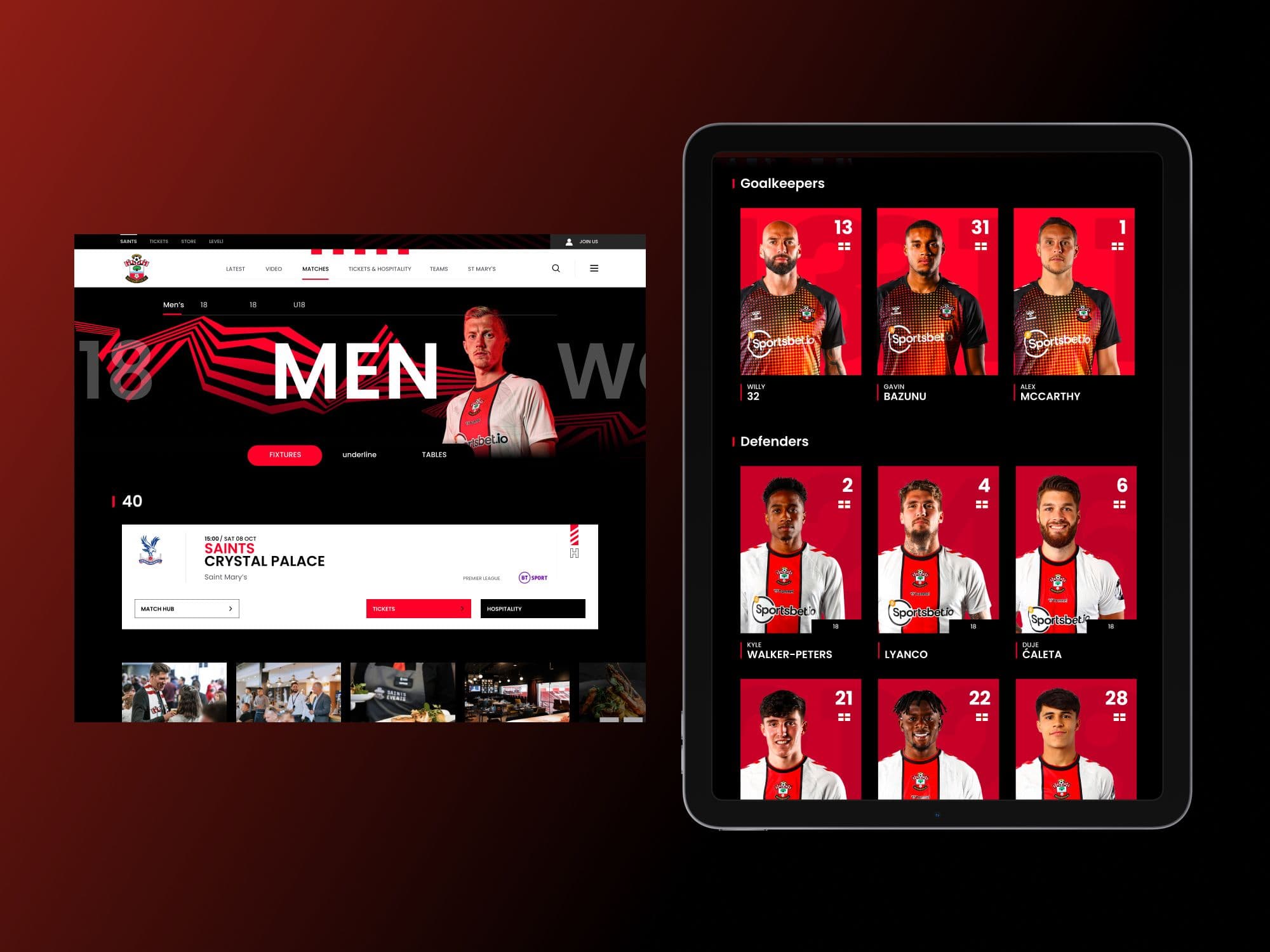 Men's team squad on desktop and tablet