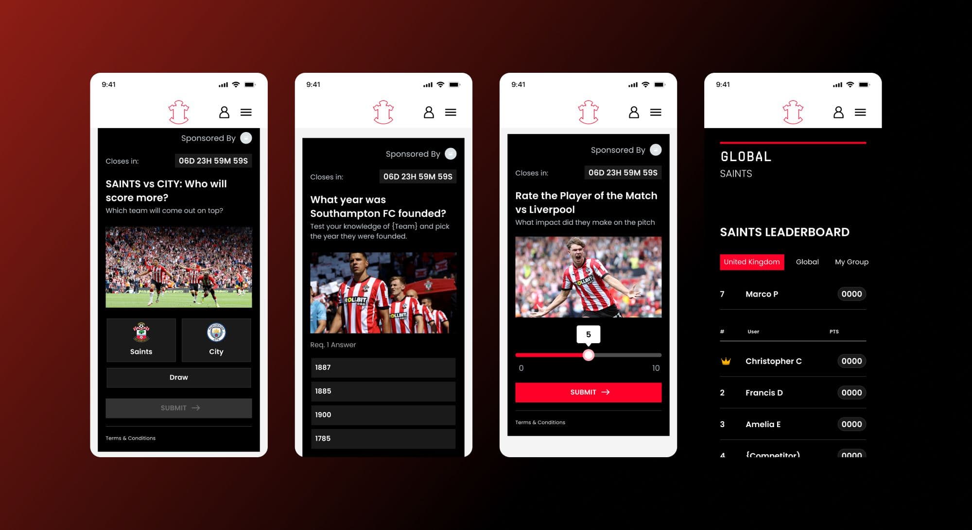 App matchday predictor and leaderboard