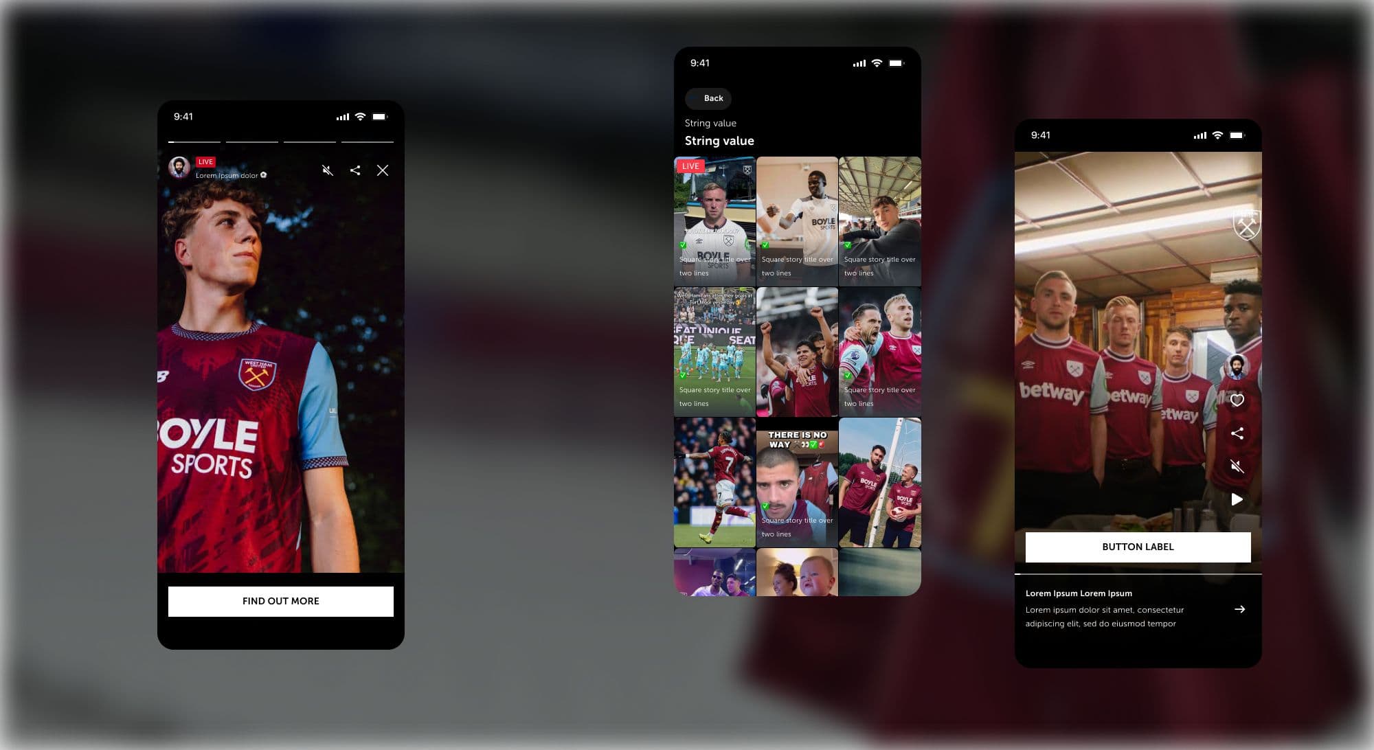 Home: live match and stories