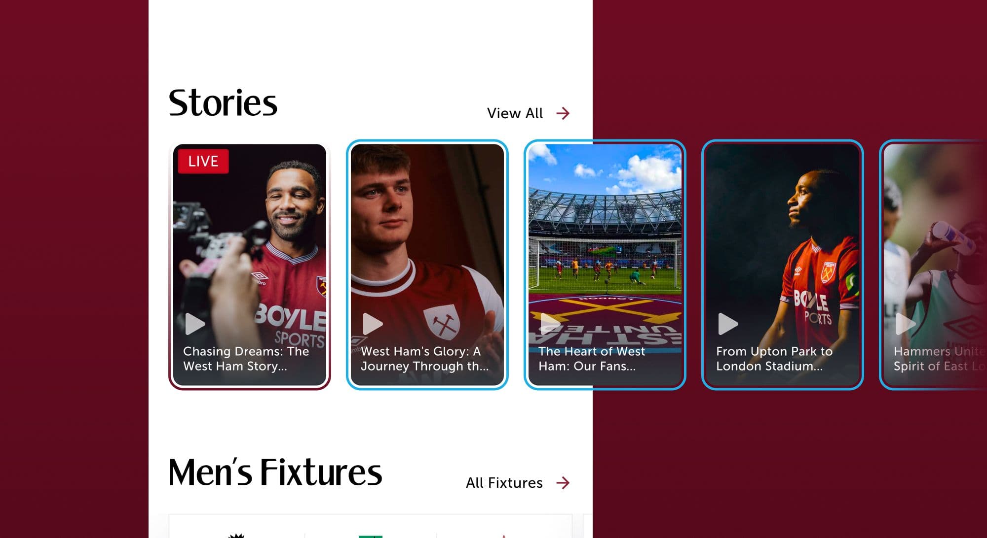Stories and men's fixtures