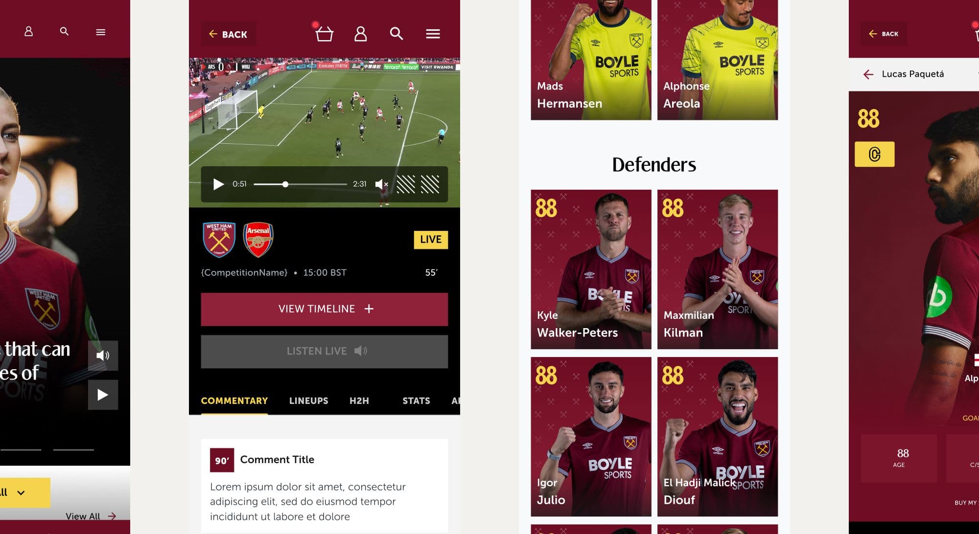 Live match centre and squads
