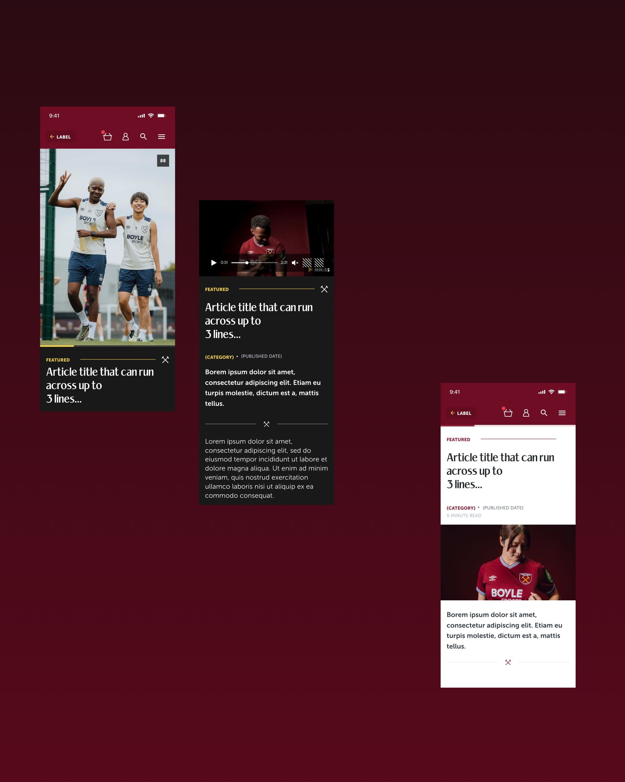 Video and article screens